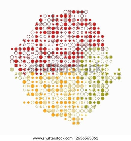 Sierra Leone, shape of the country build of colored cells. Digital style map of the Sierra Leone on white background. Large size circle blocks. Vibrant vector illustration.