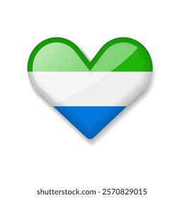 Sierra Leone - Shiny Flag in the Form of Heart. Vector Illustration.