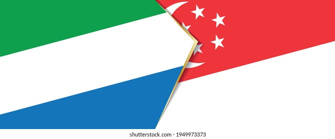Sierra Leone and Singapore flags, two vector flags symbol of relationship or confrontation.