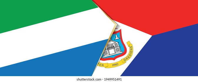Sierra Leone und Sint Maarten Flaggen, zwei Vektorfahnen Symbol für Beziehung oder Konfrontation.