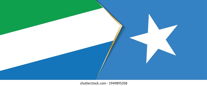 Sierra Leone and Somalia flags, two vector flags symbol of relationship or confrontation.