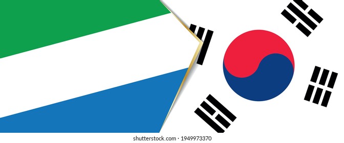 Sierra Leone and South Korea flags, two vector flags symbol of relationship or confrontation.