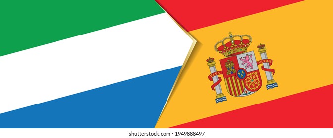 Sierra Leone and Spain flags, two vector flags symbol of relationship or confrontation.