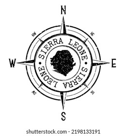 Sierra Leone Stamp Map Compass Adventure. Illustration Travel Country Symbol. Seal Expedition Wind Rose Icon.
