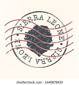 Sierra Leone Stamp Map Postal Design. A Silhouette Seal Passport Round Design. Old Vector Icon Retro Design Travel.