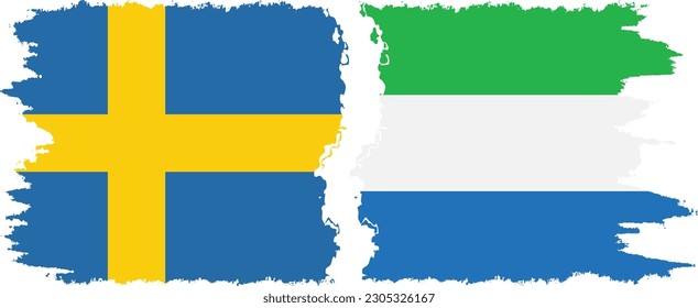 Sierra Leone and Sweden grunge flags connection, vector