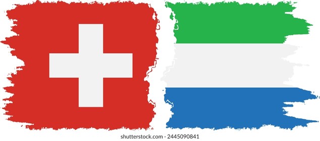 Sierra Leone and Switzerland grunge flags connection, vector