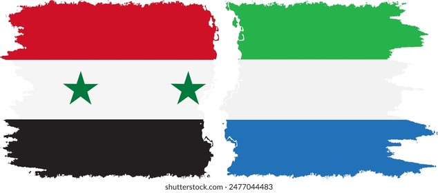 Sierra Leone and Syria grunge flags connection, vector