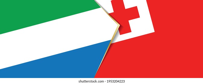 Sierra Leone and Tonga flags, two vector flags symbol of relationship or confrontation.