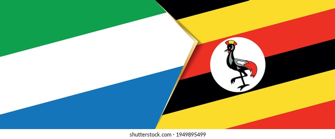 Sierra Leone und Uganda Flaggen, zwei Vektorflaggen Symbol für Beziehung oder Konfrontation.