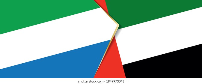 Sierra Leone and United Arab Emirates flags, two vector flags symbol of relationship or confrontation.