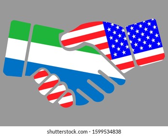 Sierra Leone and USA flags Handshake vector