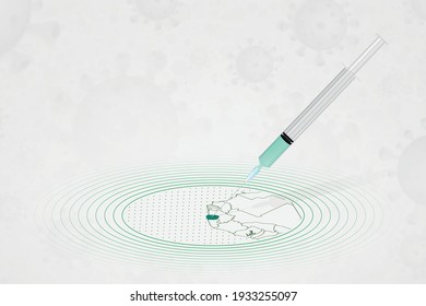Sierra Leone vaccination concept, vaccine injection in map of Sierra Leone. Vaccine and vaccination against coronavirus, COVID-19. Vector template about Healthcare.