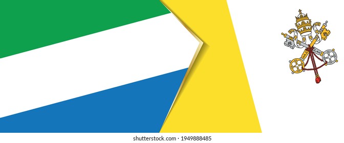 Sierra Leone and Vatican City flags, two vector flags symbol of relationship or confrontation.