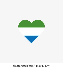 Sierra Leone Vector Flag Inside heart shape graphic element Illustration template design
