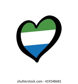 Sierra Leone Vector Flag Inside Heart. 