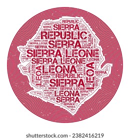 Sierra Leone Vector Image. Country round logo design. Sierra Leone poster in circular arcs and word cloud style. Charming vector illustration.