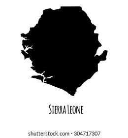 Sierra Leone vector map black outline map with caption on white background. 