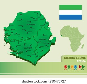 sierra leone vector map & flag