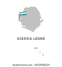 Sierra Leone Vektorgrafik Karte Illustration, Land Karte Silhouette mit der Fahne im Inneren. Karte von Sierra Leone mit der Nationalflagge isoliert auf weißem Hintergrund.