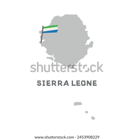 Sierra leone vector map illustration, country map silhouette with the flag inside. Map of the Sierra leone with the national flag isolated on white background.