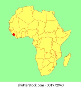 Sierra Leone vector map isolated on Africa map. Editable vector map of Africa. 