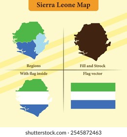 Sierra Leone vector map with regions black silhouette flag overlay and standalone flag ideal for educational materials infographics and design projects showcasing Azerbaijan geography and identity