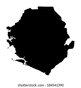  Sierra Leone vector map silhouette isolated on white background. High detailed illustration.
