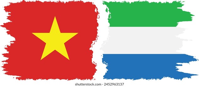 Sierra Leone and Vietnam grunge flags connection, vector