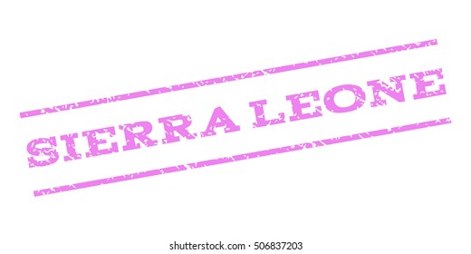 Sierra Leone watermark stamp. Text tag between parallel lines with grunge design style. Rubber seal stamp with scratched texture. Vector violet color ink imprint on a white background.