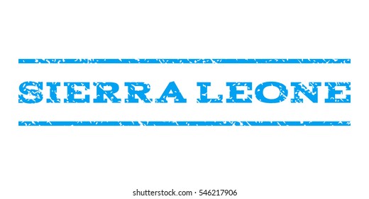 Sierra Leone watermark stamp. Text caption between horizontal parallel lines with grunge design style. Rubber seal stamp with dust texture. Vector blue color ink imprint on a white background.