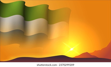 sierra leone waving flag background design on sunset view vector illustration suitable for poster, social media design event on sierra leone