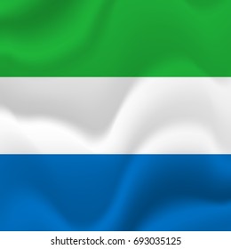 Sierra Leone waving flag. Vector illustration.