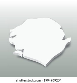 Sierra Leone - white 3D silhouette map of country area with dropped shadow on grey background. Simple flat vector illustration