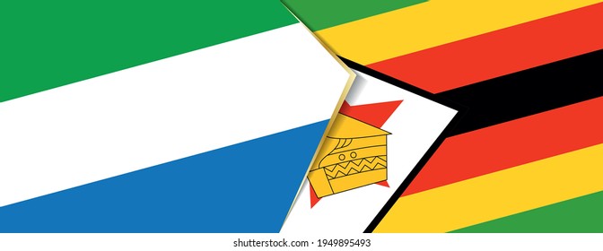 Die Flaggen Sierra Leones und Simbabwes, zwei Vektorfahnen Symbol für Beziehung oder Konfrontation.