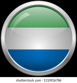 Sierra Leonean flag glass button vector illustration