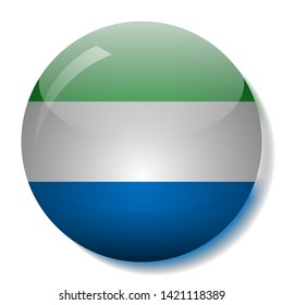 Sierra Leonean flag glass button vector illustration