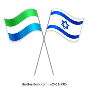 Sierra Leonean and Israeli crossed flags. Sierra Leone combined with Israel isolated on white. Language learning, international business or travel concept.