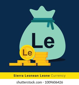Sierra Leonean Leone Money bag icon with sign