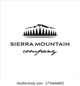 Sierra mountains with pine trees in a classic design