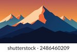 Sierra Nevada mountains, flat vector illustration