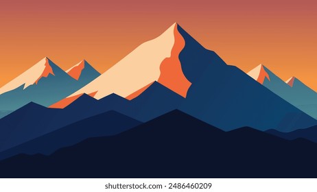 Sierra Nevada mountains, flat vector illustration