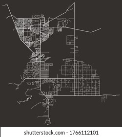 Sierra Vista, Arizona, USA – urban city vector map, roads transport network, downtown and suburbs, highways, town center aerial view, city footprint/blueprint