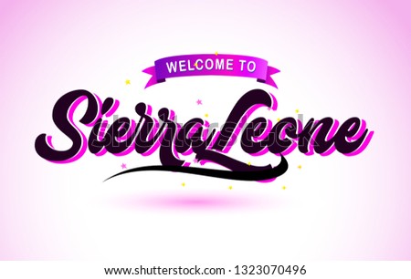 SierraLeone Welcome to Creative Text Handwritten Font with Purple Pink Colors Design Vector Illustration. Stock photo © 