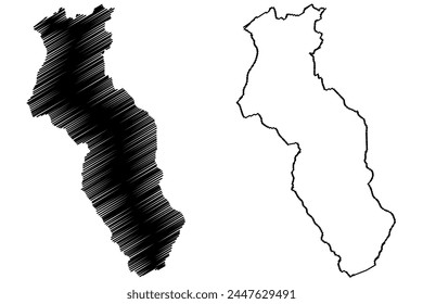 Sierre District (Switzerland, Swiss Confederation, Canton of Valais or Wallis) map vector illustration, scribble sketch Bezirk Sierre map
