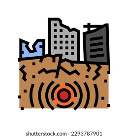 siesmic collapse color icon vector. siesmic collapse sign. isolated symbol illustration