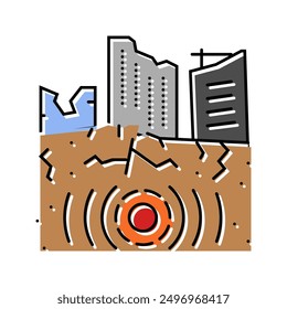 siesmic collapse color icon vector. siesmic collapse sign. isolated symbol illustration