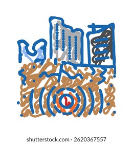 siesmic collapse doodle icon sketch vector. siesmic collapse sign. isolated symbol illustration
