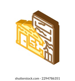 siesmischer Kollaps isometrischer Icon Vektorgrafik. siesämisches Kollaps-Zeichen. einzelne Symbolillustration