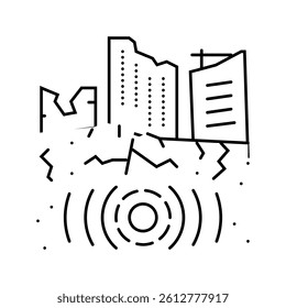 siesmic collapse line icon vector. siesmic collapse sign. isolated contour symbol black illustration